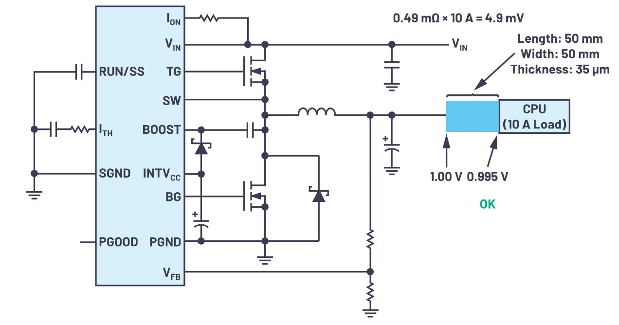 图2.PCB走线较宽情况下的DC-DC输出电压降.JPG